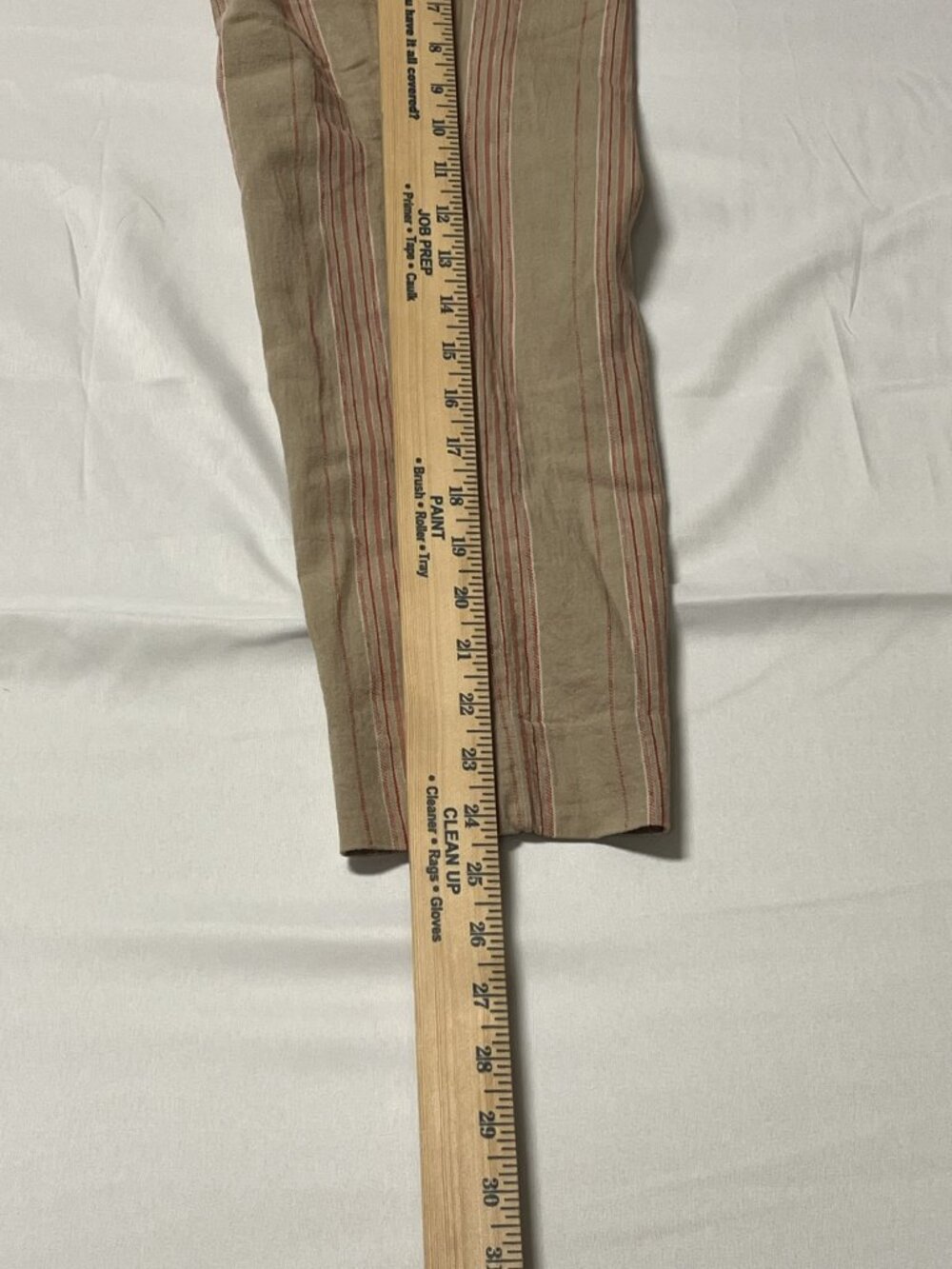 Banana Republic Avery Petite 6P Linen Blend Cropped Pants Tan Red Stripe Belt - Picture 6 of 8